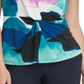 DKNY Women's V Neck Knotted Twist Top Black Size X-Large