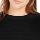 Calvin Klein Women's Ribbed Long Sleeve Jewel Neck Sweater Black Size Large