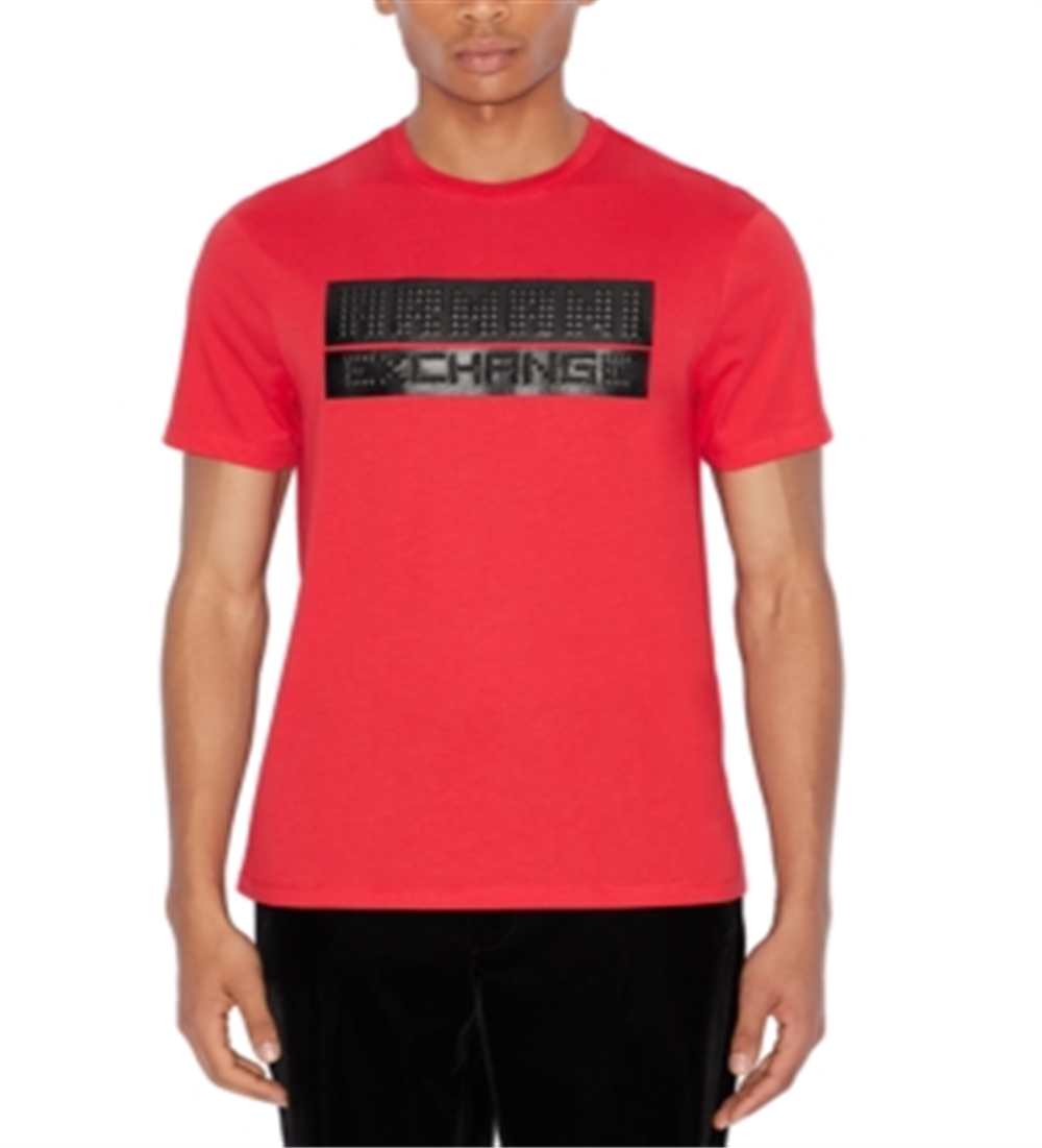 AX Armani Exchange पुरुषों की उभरा हुआ लोगो टी-शर्ट लाल XL साइज़