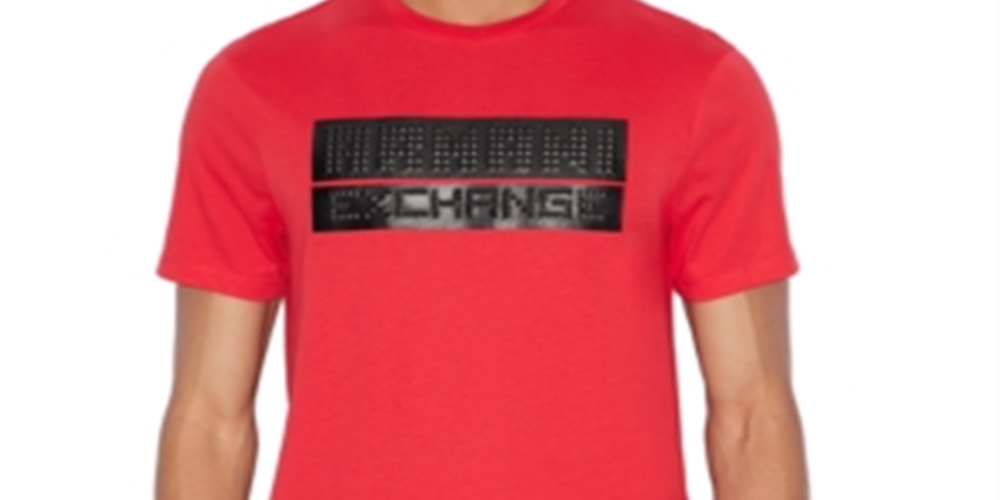 AX Armani Exchange पुरुषों की उभरा हुआ लोगो टी-शर्ट लाल XL साइज़