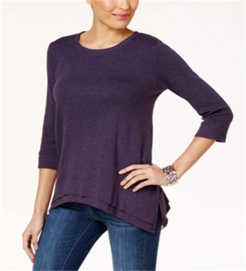 Style & Co Women's Handkerchief Hem Tunic Purple Size Petite S