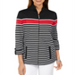 Karen Scott Women's Printed Mock Neck Jacket Black Size XS