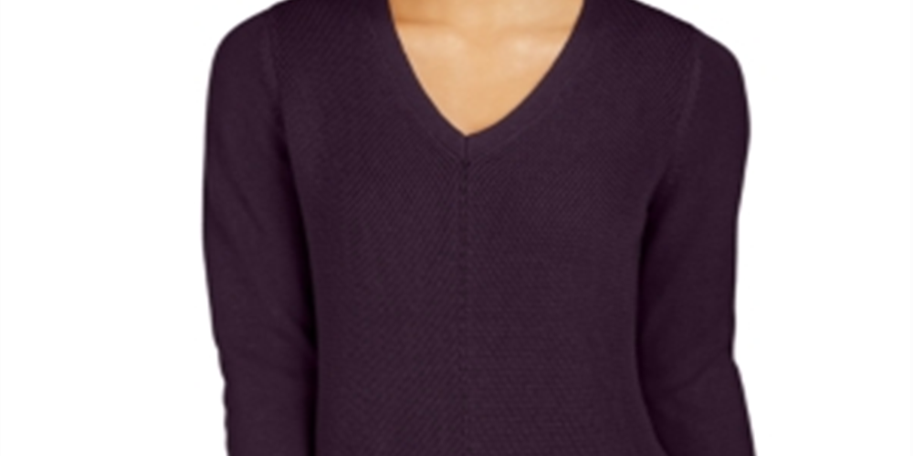 Charter Club Women's V Neck Sweater Purple Size Large