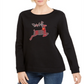 Karen Scott Women's Sport Plaid Reindeer Top Black Size 2XL