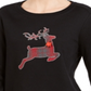Karen Scott Women's Sport Plaid Reindeer Top Black Size 2XL