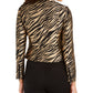 Anne Klein Women's Printed Jacquard Moto Jacket Brown Size 8