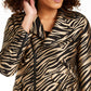 Anne Klein Women's Printed Jacquard Moto Jacket Brown Size 8