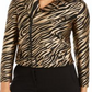 Anne Klein Women's Printed Jacquard Moto Jacket Brown Size 8