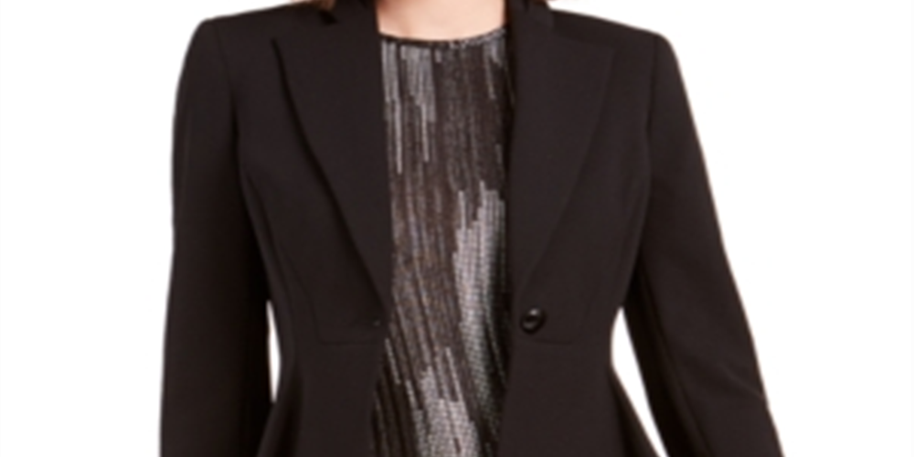 Bar III Women's Crepe Peplum Blazer Black Size 0