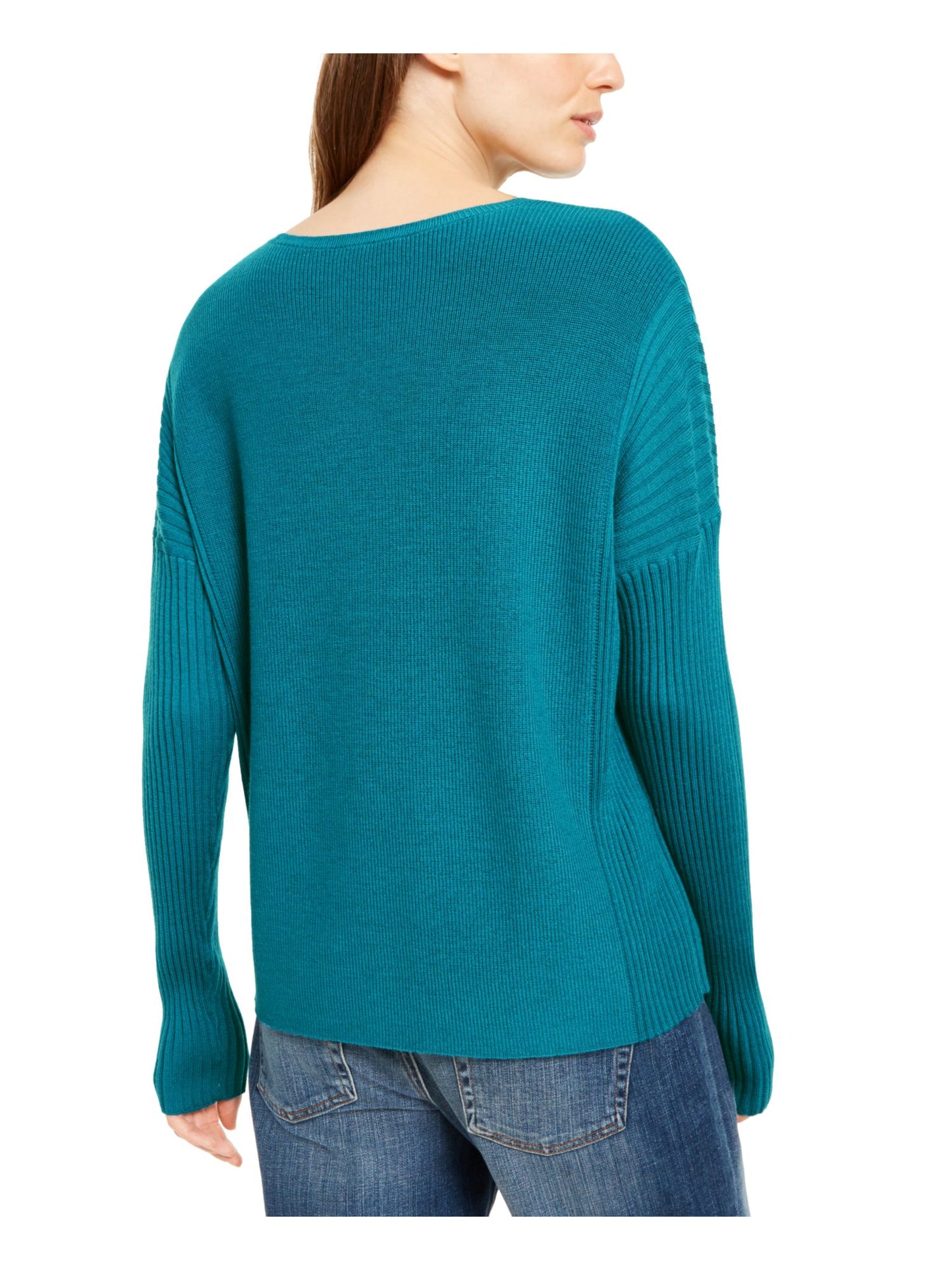 Eileen Fisher Women's Textured Long Sleeve Jewel Neck Sweater Green Size X-Large