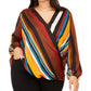 INC International Concepts Women's Striped Sutplice Blouse Orange Size 0X