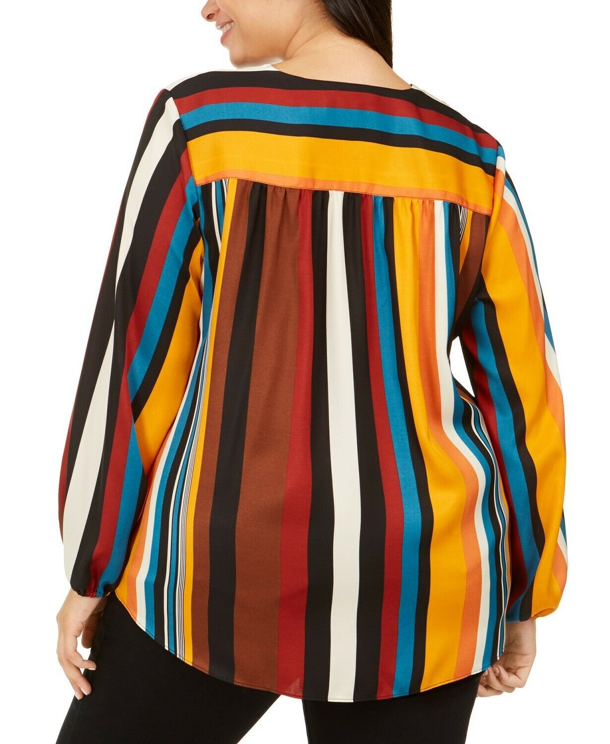 INC International Concepts Women's Striped Sutplice Blouse Orange Size 0X
