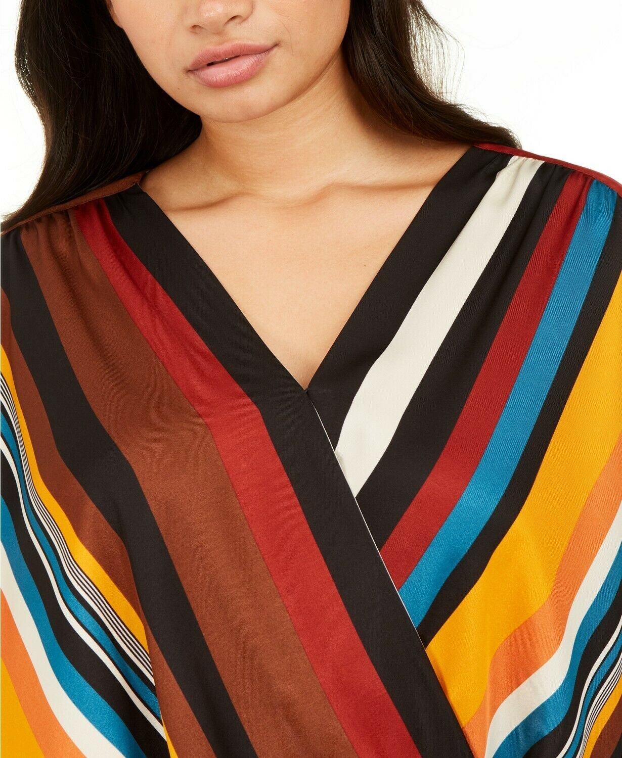 INC International Concepts Women's Striped Sutplice Blouse Orange Size 0X