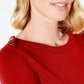 Karen Scott Women's Button Shoulder Sweater Red Size Petite L