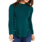 Style & Co Women's Mock Neck Lace up Sweater Green Size Petite XL