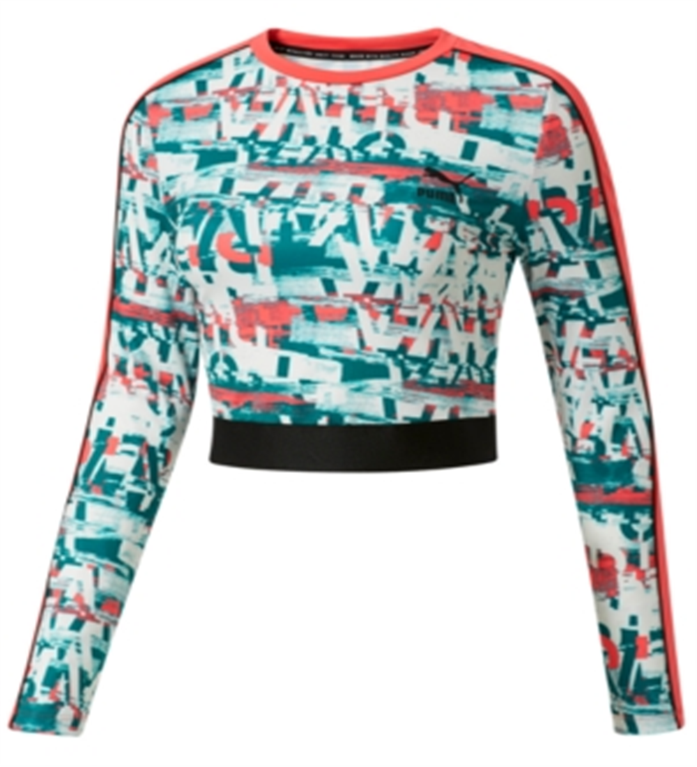 Puma Women's Be Bold Long Sleeve Cropped Top Pink Size XL