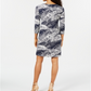 JM Collection Women's Printed Zip Front Dress Blue Size Petite