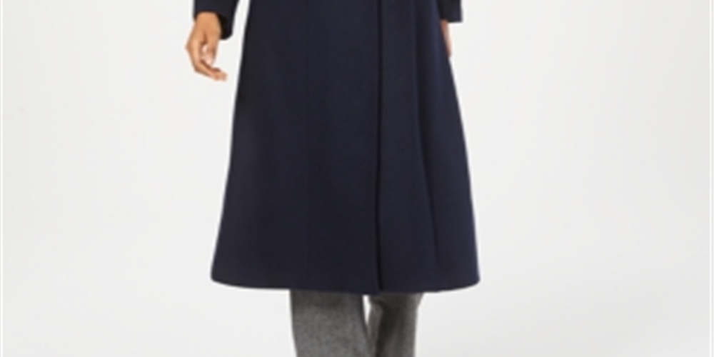 Forecaster Fox-Fur-Collar Maxi Reefer Coat Blue Size 0
