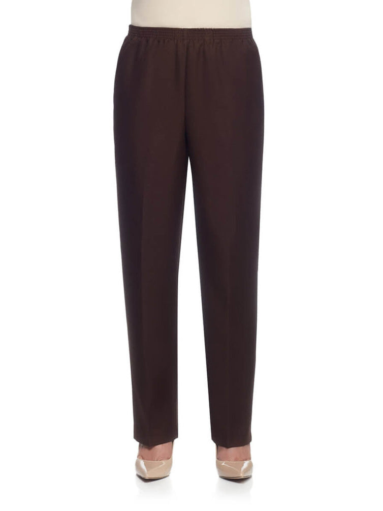 Alfred Dunner Women's Classics Pull on Straight Leg Pants Brown Size 12