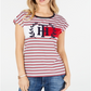 Tommy Hilfiger Women's Cotton Logo Striped T-Shirt White Size M