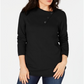 Karen Scott Women's Cotton Envelope Neck Sweater Black Size XL