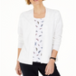 Karen Scott Women's Open Front Cardigan White Size S