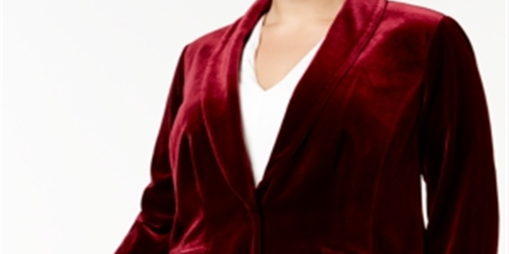 INC International Concepts Women's Plus Velvet Blazer Wine Size 0X