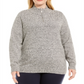 Karen Scott Women's Marled Cotton 1/4 Zip Mock Neck Sweater Brown Size 1X