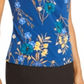 Calvin Klein Women's Floral Print Pleat Neck Top Blue Size X-Small