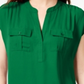 INC International Concepts Women's Pocketed Cap Sleeve V Neck Top Green Size Large
