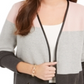 Charter Club Women's Milano Colorblocked Cotton Completer Sweater Gray Size Petite Medium