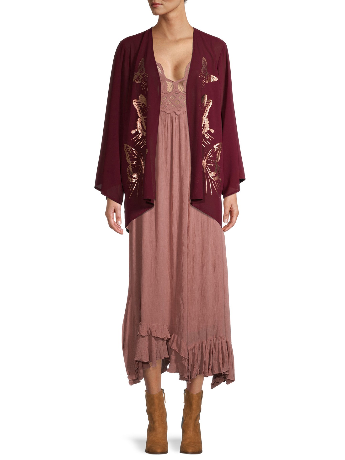 Free People Junior's Adella Maxi Slip Dress Pink Size Small