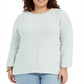 Style & Co Women's Plus Chenille Pullover Sweater Green Size 1X