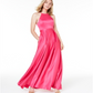 City Triangles Women's Pocketed Sleeveless Halter Maxi Baby Doll Prom Dress Pink Size 11