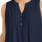Charter Club Women's Pleated Clip Dot Top Blue Size Small