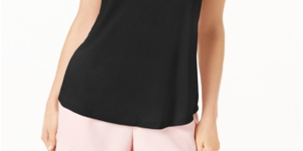 Maison Jules Women's Scoop Neck Tank Top Black Size XX-Large