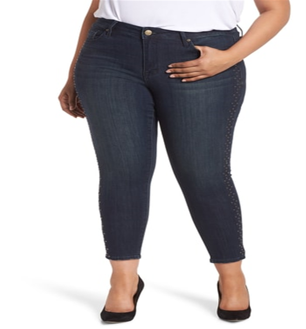 Seven Dials Women's Trendy Plus Studded Skinny Jeans Blue Size 24W