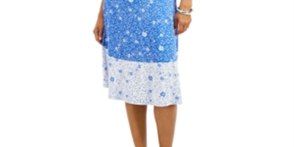 Charter Club Women's Floral Sleeveless Dress Blue Size X-Large