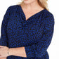Michael Kors Women's Plus Animal Print Cowlneck Dress Blue Size 3X