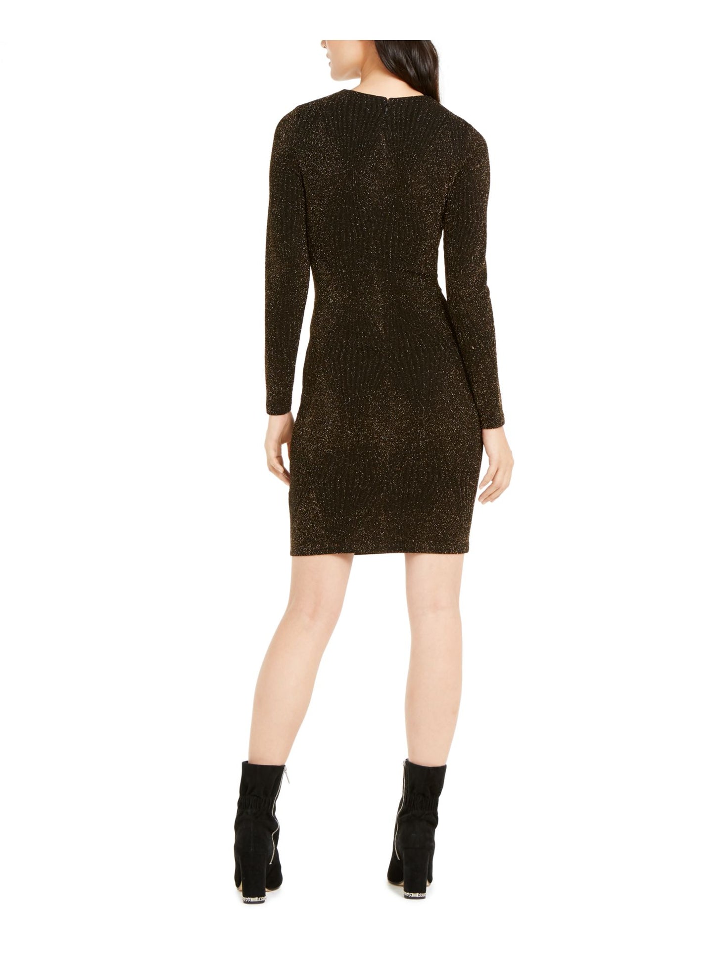 Michael Kors Women's Long Sleeve Above the Knee Body Con Dress Black Size Medium