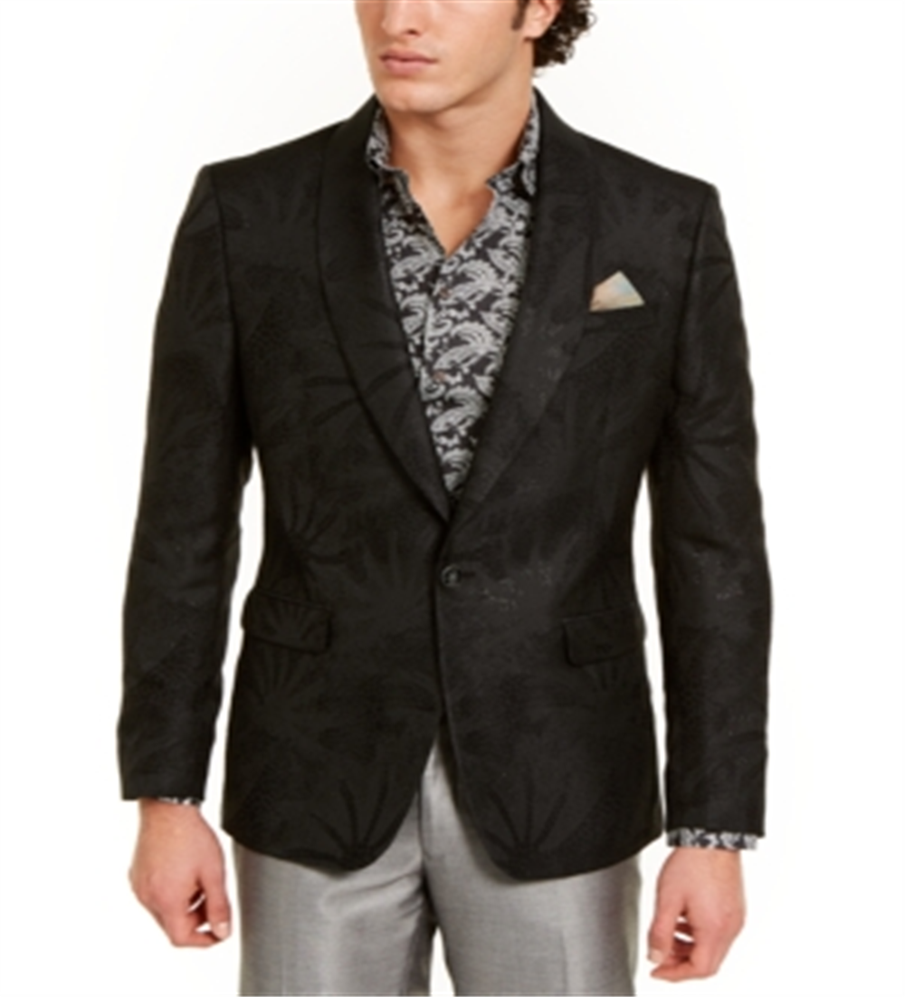 Tallia Men's Classic Shimmer Shawl Collar Suit Jacket Black Size 42