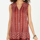 Style & Co Women's Printed Lace Trim Tunic Red Size Small