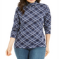 Karen Scott Women's Plaid Turtleneck   Intrepid Blue Size XS