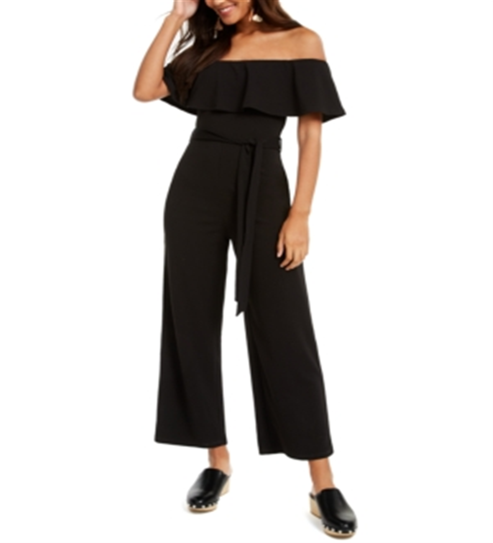 CRAVE FAME Women's  Sleeveless Off Shoulder Wide Leg Evening Jumpsuit Black Size M