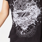 Style & Co Women's Graphic Print  Hem T-Shirt Black Size X-Large