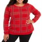 Charter Club Women's Plus Metallic Plaid Sweater Red Size 3X
