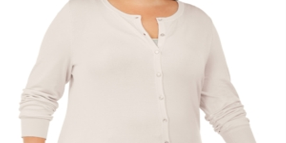 Charter Club Women's Plus Crew Neck Cardigan Brown Size 1X