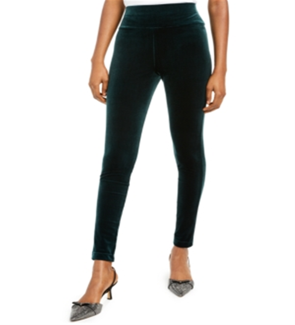 INC International Concepts Women's Velvet Pull on Skinny Pants Green Size 6