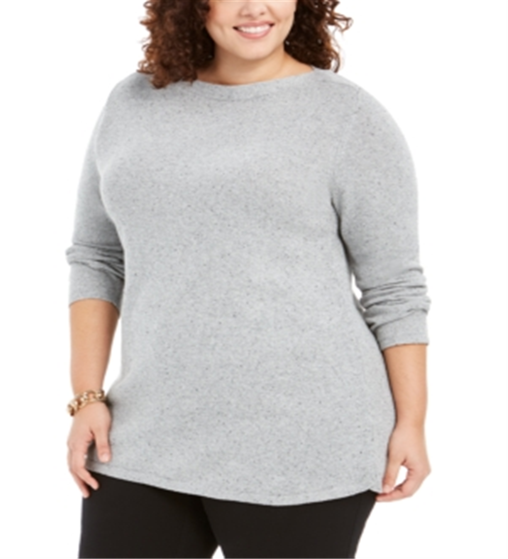 Karen Scott Women's Plus Curved Hem Tunic Gray Size 4X