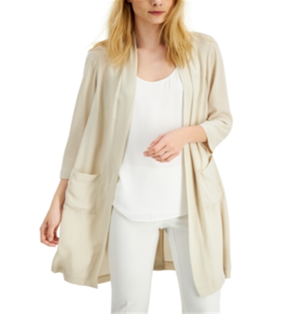 Alfani Women's Topper Open Front Cardigan Top Brown Size Large